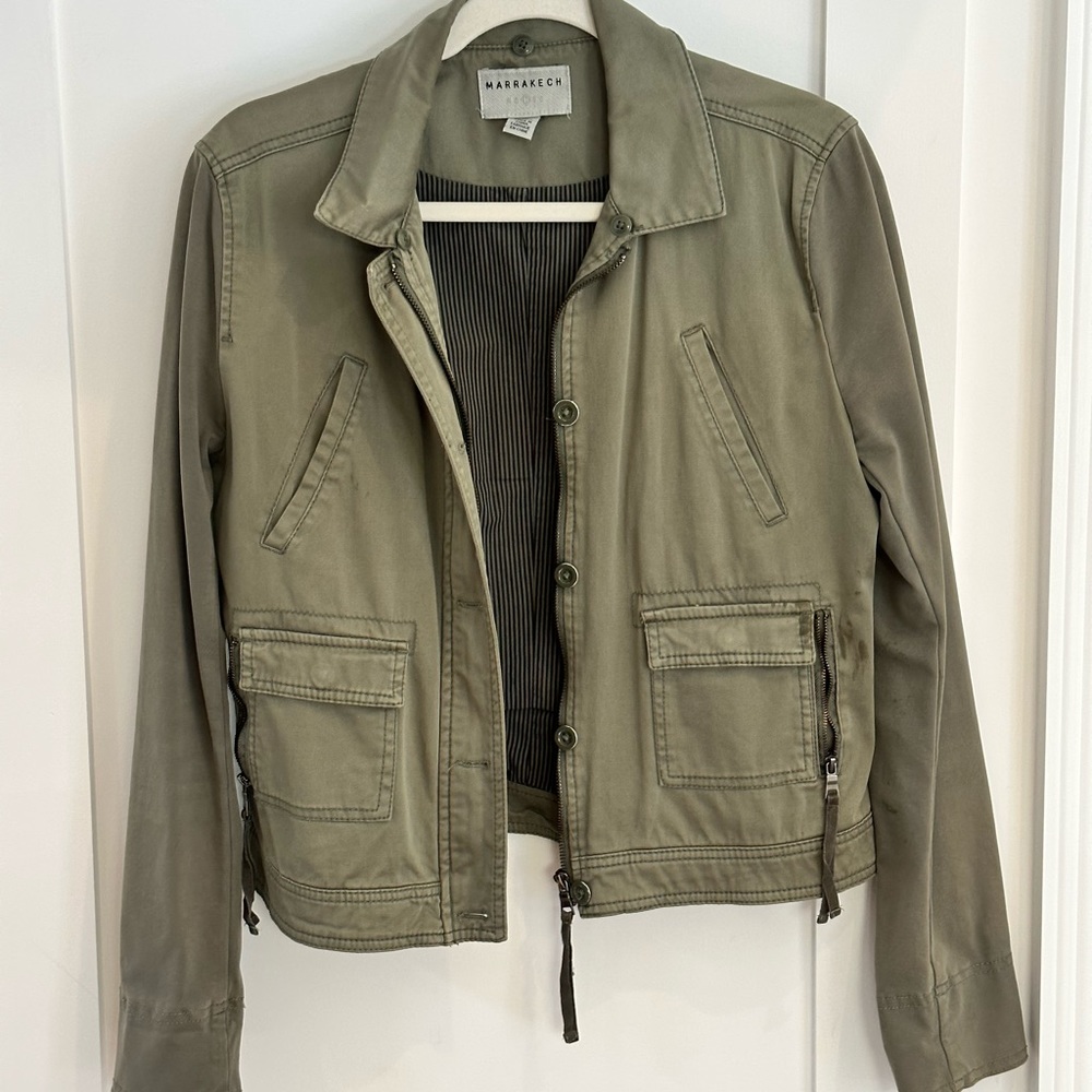 Marrakech knit anorak jacket with pinstripe lining. Luxe soft texture.